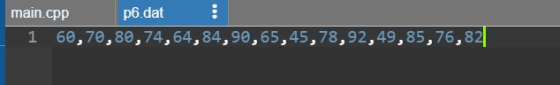 main.cpp p6.dat 1 60,70,80,74,64,84,90,65,45,78,92,49,85,76,82