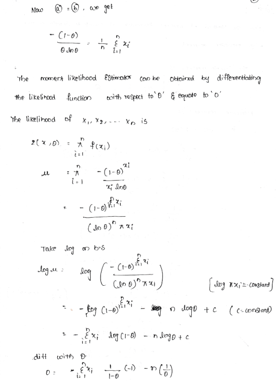 he momer likelihood EStirakx con be Ohoired by diffexentahing the likeihood funtion coith Yo r) o) ano diff to(the