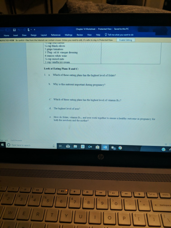 Chapter 14 Worksheet Protected View Saved to this PC Home Insert Draw Design Layout References Mailings Review View Help Tell