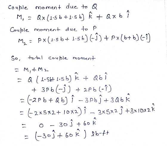 couple moment due to ♡ . M, - Qx (1:56 +1.5 b] Â + Qxbî Couple moment due to P My = Px(1.56+ 1.56) E-Ĵ) + Px(6+b) 6-1) So, to