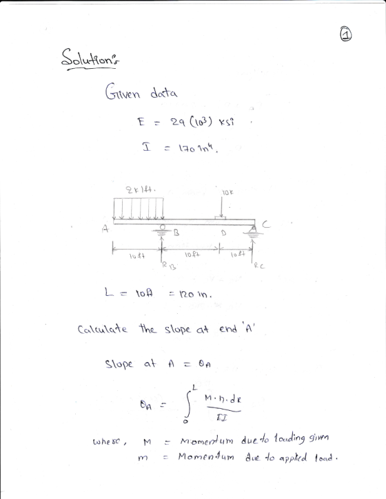Solu-kon ven dota 4 120 n Calulate the slope at end A Slope at A-0,A (A ET