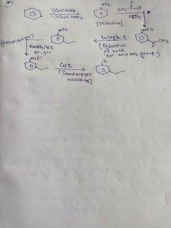 NOL Conc. H₂SO4 i Cone. HNO 3 for cry-ence MHZ Apelz Mibration] INO2 Zn (hghnia T ( Reduction of both co and No. diazotizat