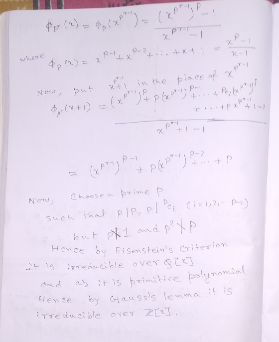 pr (x) = 4(x pail) - (x pap_, r X where a e Prat.. +2+ ! Now, put Xti in the place of x² Por CO2 + 1) = (x + p (x Pos!) Per l