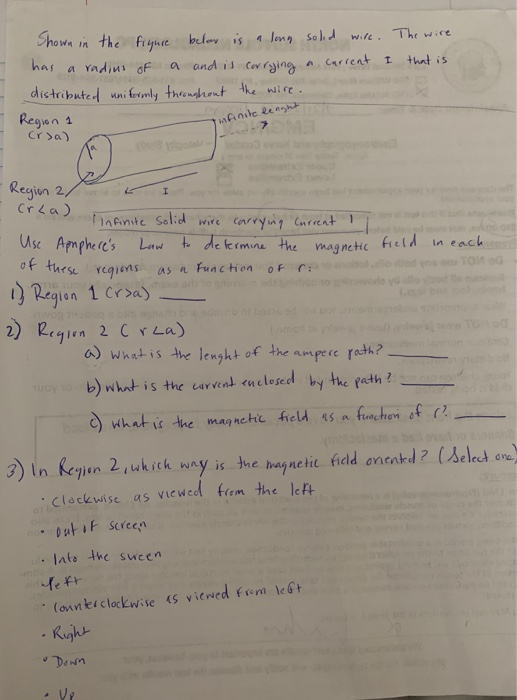 has a radius of that is Shown in the figure below is a long soded wire. The wire a and is corrying a current I distributed un