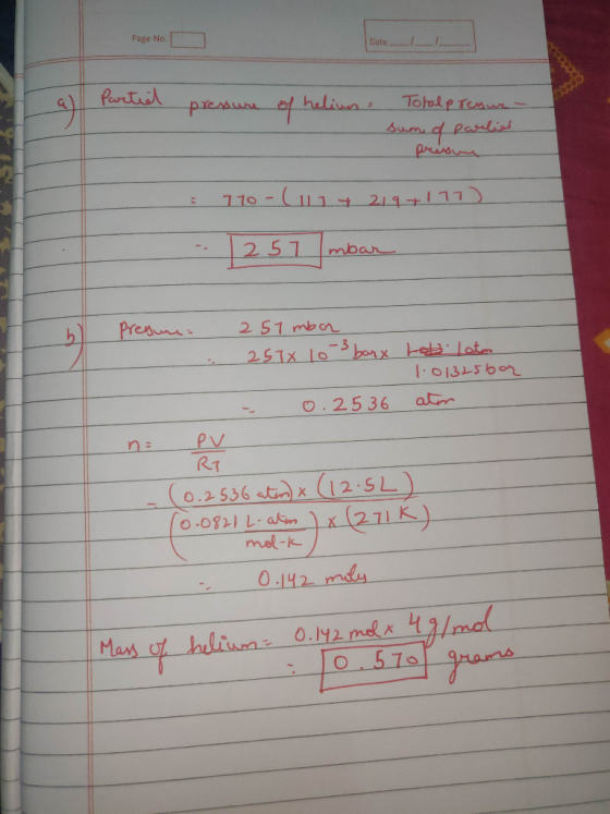 Page No. Date Partruk Total p Tes bumia pris pressur af hliwa Parliel 110-111 211+111 251 . mbar Prem 2 51 mbor 3banx et 1atm