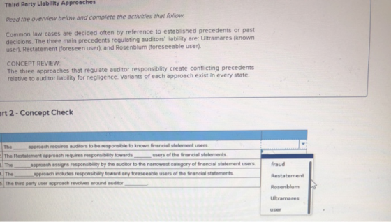 Third Party Llability Approaches Read the overview below and complete the activities that follow. Common law cases are decide