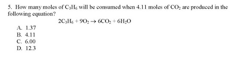 How many moles of C_3H_6 will be consumed when 4.1