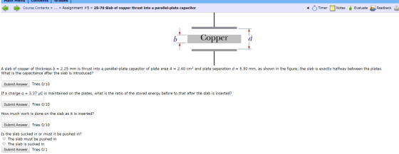 Mаппүеnu Grades Contents »Assignment #5 » 25-70 Slab of copper thrust into a parallel-plate capacitor Course Contents » ... E