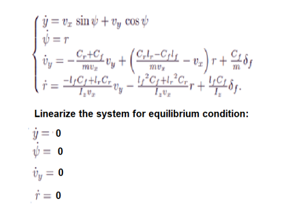 mur LU Linearize the system for equilibrium condition: