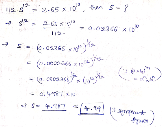 2.65 x 10,then S (. I 2 S 2-65 K 10 O.02366 x (0 (0.02366 x 1o o002366 x 10 1 in CO. 0002366) O.4987 xi0 S .87 4.99 3 Sgnific