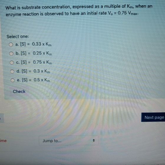 What is substrate concentration, expressed as a multiple of Km, when an enzyme reaction is observed to have an initial rate V