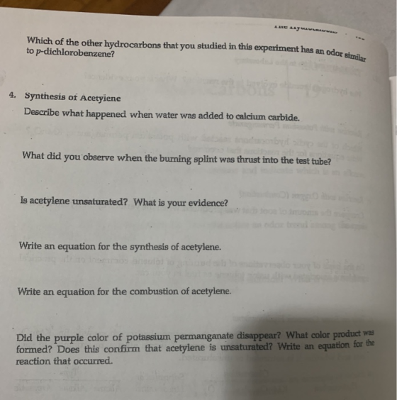 AANE LYSULAW Which of the other hydrocarbons that you studied in this experiment has an odor to p-dichlorobenzene? 4. Synthes