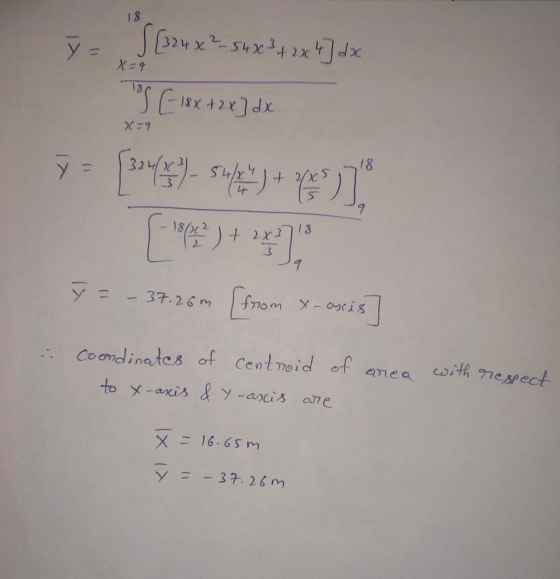 18 Y = 6=26 S (324x²_S4x² + 2x 4] dx 135 [-18x + 2x] dx y [poy y sujemy + ] *), ý= - 37.26m [from from x-ascis 18 + 9 18. [ch