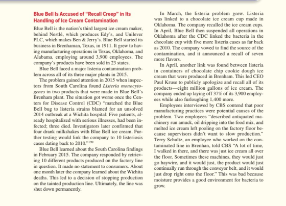 Blue Bell Is Accused of Recall Creep in Its Handling of Ice Cream Contamination In March, the listeria problem grew. Lister
