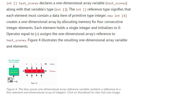 int [1 test_scores declares a one-dimensional array variable (test_scores) along with that variables type (int [1). The int