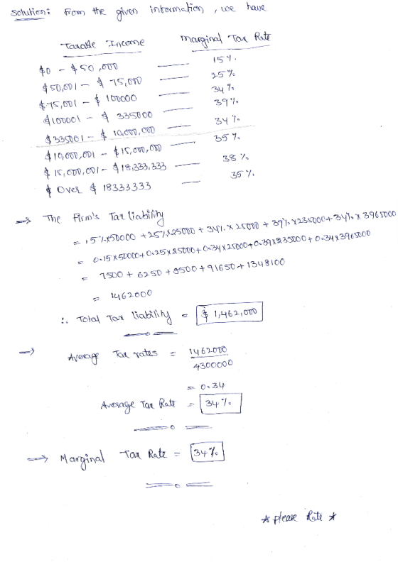 Solution from the given information, we have Rate Tomalle Income marginal Tax 154. 95% 34% 39% 3470 $0-$50,000 $50,001 - $ 75