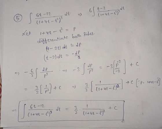 C Gt-12 J (1+4+-+2) St. 6lt-2 (1+ut-t²3 (2) tyt t² = P differentiate bath sides. - 2t) dit = dp (+-2) dt = -d/ - ()+ - Blue -