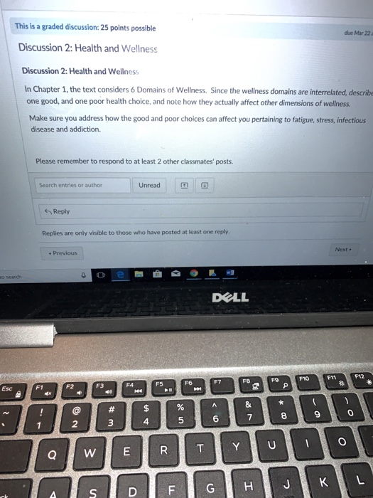 This is a graded discussion: 25 points possible due Mar 22a Discussion 2: Health and Wellness Discussion 2: Health and Wellne