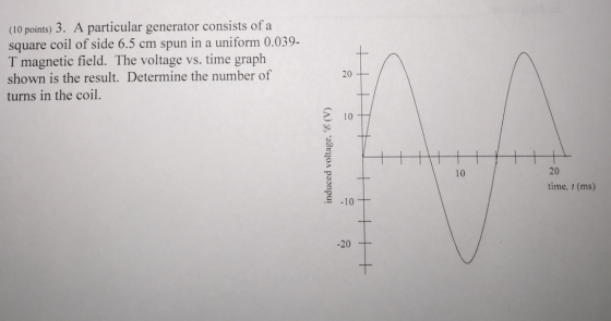 A particular generator consists of a square coil o