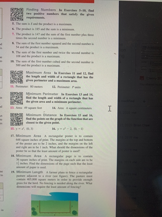 DEO Finding Numbers In Exercises 5-10, find E u two positive numbers that satisfy the given DEP requirements 5. The sum is S