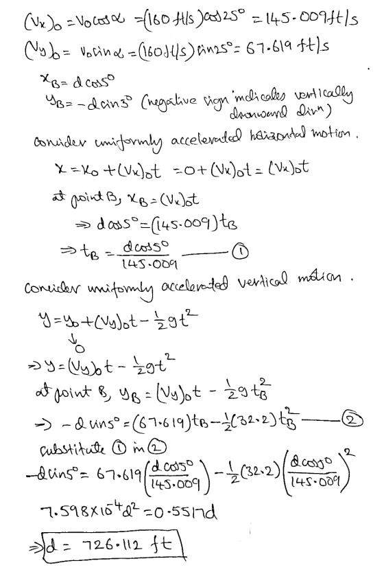 (VxDo = Volosce 7160 Hls)0325º = 145.0091t/s Ny bo= Votinds=(160145 ) ringsº: 67.619 ft)s x B=dcasso YB=-dans (negative sign