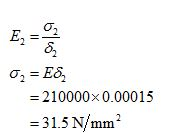 E, 2 6, -210000x0.00015 31.5 N/mm2