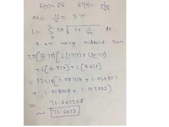 f(x)=de f((M) = 2 2.75 L= I am S 20 v lt un dr. using midpoint sun 27C2.75) [2C-373) + 24:127 +46.870] + L[9.625] 17.27961.00