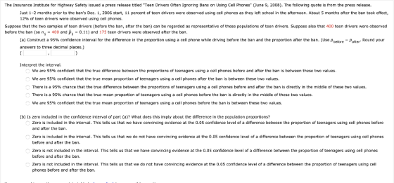 The Insurance Institute for Highway Safety issued a press release titled Teen Drivers Often Ignoring Bans on Using Cell Phon