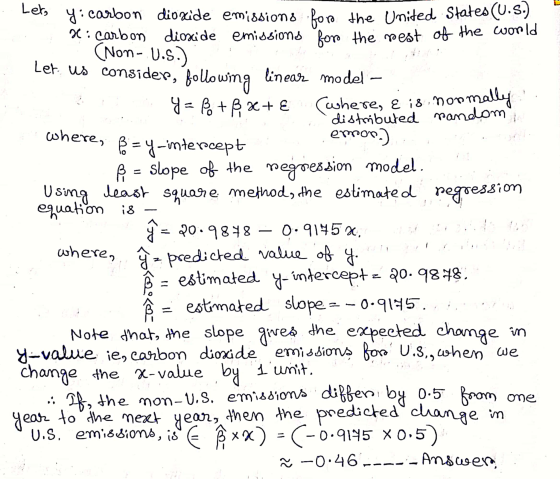 (Non-U.S. where, E is normally -- Leto y: carbon dioxide emissions for the United States (U.s.) 3: Carbon dioxide emissions f