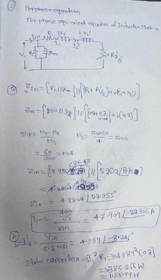 Tey phase guivalent equukon ol Induction Moch e R2 か o o4 Slip- Ns-N 35.43 Zin-119-99 4.8904 133355 千千.969 L aa35sA 03 3885, a (C W 1155-79W
