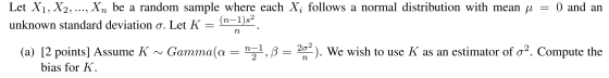 0 and an Let X1, X2, ..., Xn be a random sample where each X; follows a normal distribution with mean u unknown standard devi