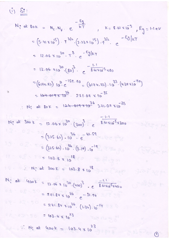 : S3 را - Eg Ni at 80k Ne. Nu.e K = 8.618165 , Eg= llev - ESIKT = (5.41X 106). 7.(2.238105.42 T3 - Eglkt 3/2 e 30 12.06 X 10