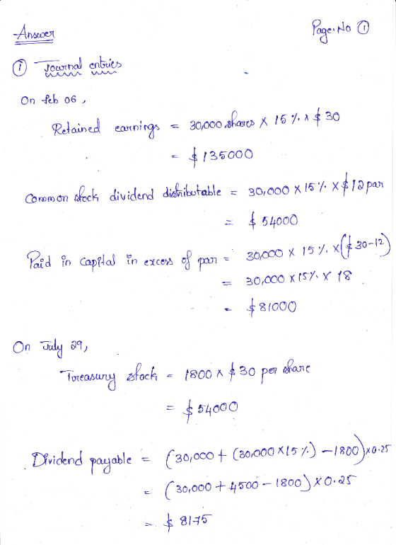 Ansorer Jornal entuies On feb 06 , 30,c00 Retained cannings akaX 16 . a 30 $/35000 30,000 х 15 /. х1ара Common tock dividend