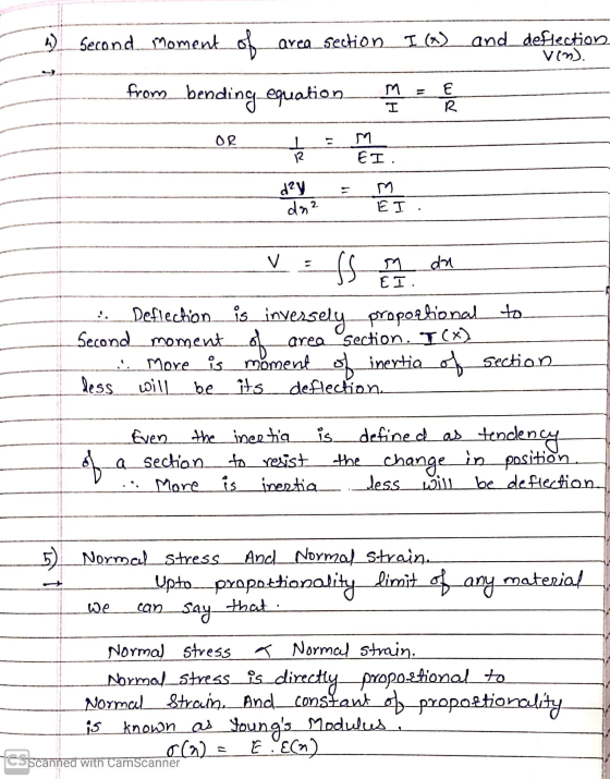 4) Second moment of area section I (2) and deflection vin). from_bending equation n = e E R OR M 1 12 EI. day dne 2 EI. - da
