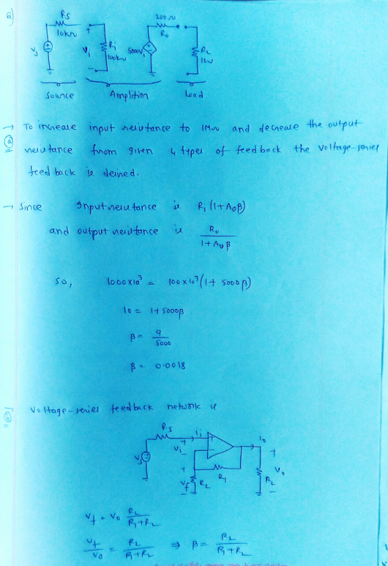 2000 N lokn Sounce Amplition Load To ingeale input nelistance to lMr and decreate the output neistance from given 4 types of