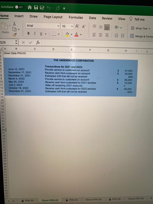 AutoSave OFF Home Insert Draw Page Layout Formulas Data Review View Tell me х Arial 10 ν Α Α 2 Wrap Text Paste BIU A v Merg
