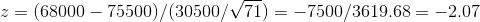 (68000-75500)/(30500/V71) -7500/3619 .68ーー2.07
