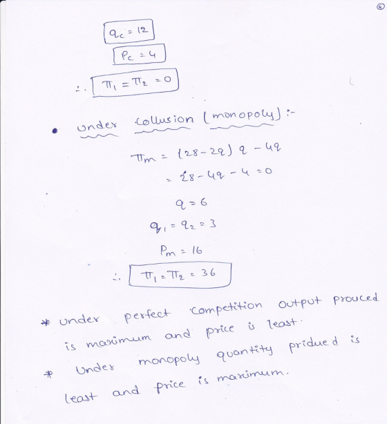 Pc ondes (ouus ionしmon opoly):- 28-49-4 20 9- 6 峠Undev perfect competition Output proced is moximum and Price leost Undemonopoly uanty pridue d s Uncle γ s mardmum east and Price