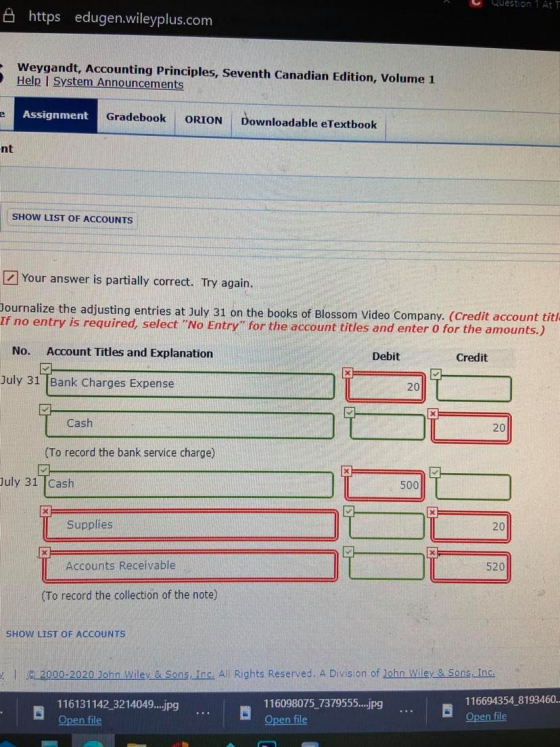 Question 1 Att @ https edugen.wileyplus.com Weygandt, Accounting Principles, Seventh Canadian Edition, Volume 1 Help System A