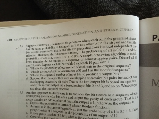 Suppose you have a true random bit generated where