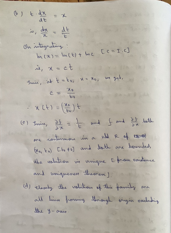 (6) t.dx = x dt - On integrating: [c= I.C] mca)= m(t) + me il, a=ct sein, it tato, na to, we get = 은 &lt) = ( 20 ) (6) sini