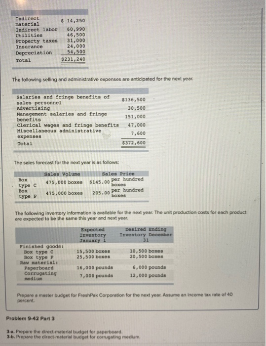 Indirect material Indirect labor Utilities Property taxes Insurance Depreciation Total $ 14,250 60,990 46,500 31,000 24,000 5