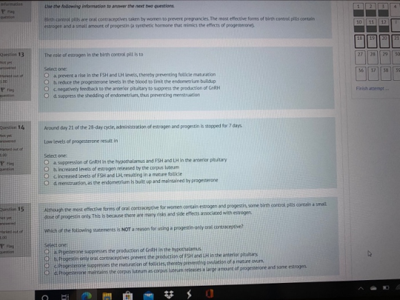 Information Lise the following information to answer the next two questions. 1 2 3 4 question Birth control pills are oral co