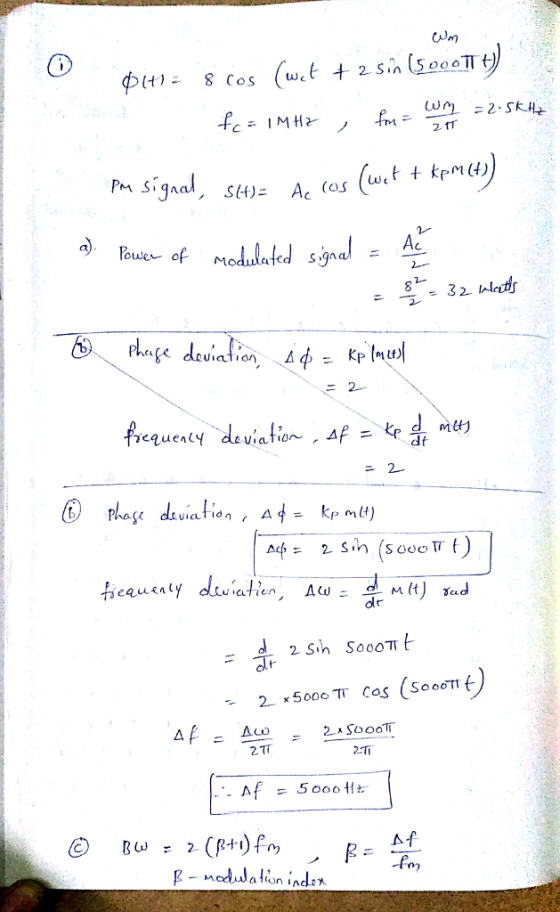 com of Modulated signal A. ニレ = 2 sin (sooo t) eaueaty dc 2TT -fn r?