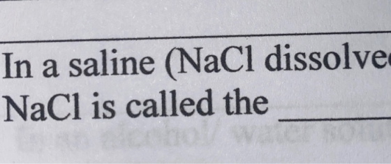 In a saline (NaCl dissolve NaCl is called the