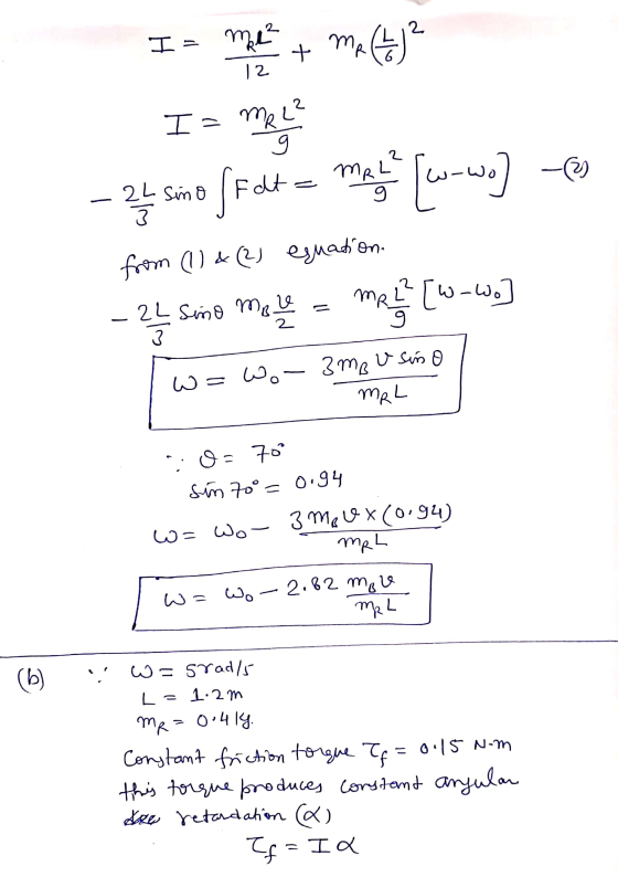 I = me² + 12 2 I= ma (+)² mee – 24 samo ffot e mall [w-ws] from (1) & (2) equation. - 24 Smo may MR 2² [w-wo 3 W=Woh Wo-3mB u