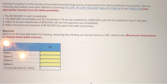 Harding Company is in the process of purchasing several large pieces of equipment from Danning Machine Corporation. Several f
