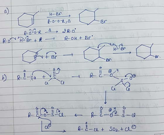 H-Be P-0-0 Br R-O FOR Ron HBr + R A 2Ro R-out Brs boun b) Rio 7 - Ros Qo Q Tao R & -a + S02+0