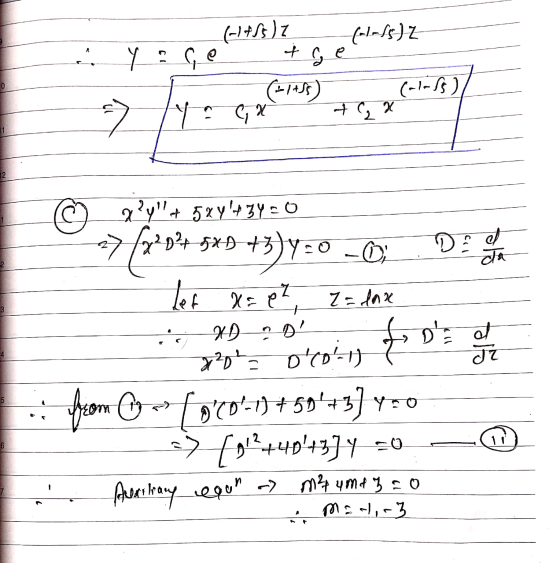 1-1455)z_ Elefs) Z y ace tge Ž y: 6,2 (+10) © 2?y + 58944 3y = 0 7 %32D+ 5*8 +3]4:0 – O DE Let X= ez z=dax - X= fins at 720