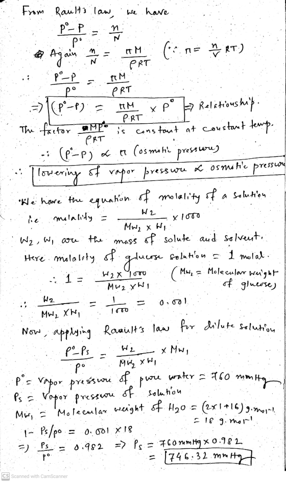 we have From Raults law, pºp po n elz IT M Again ( 끈 RT) PRT IM PRT AM PORT xpº W2 X ( 0 0 0 po =>C-P) - Relationship. The fa